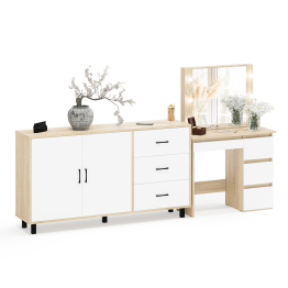 Косметический столик Сура с зеркалом и подсветкой и с тумбой-комодом 123-1604