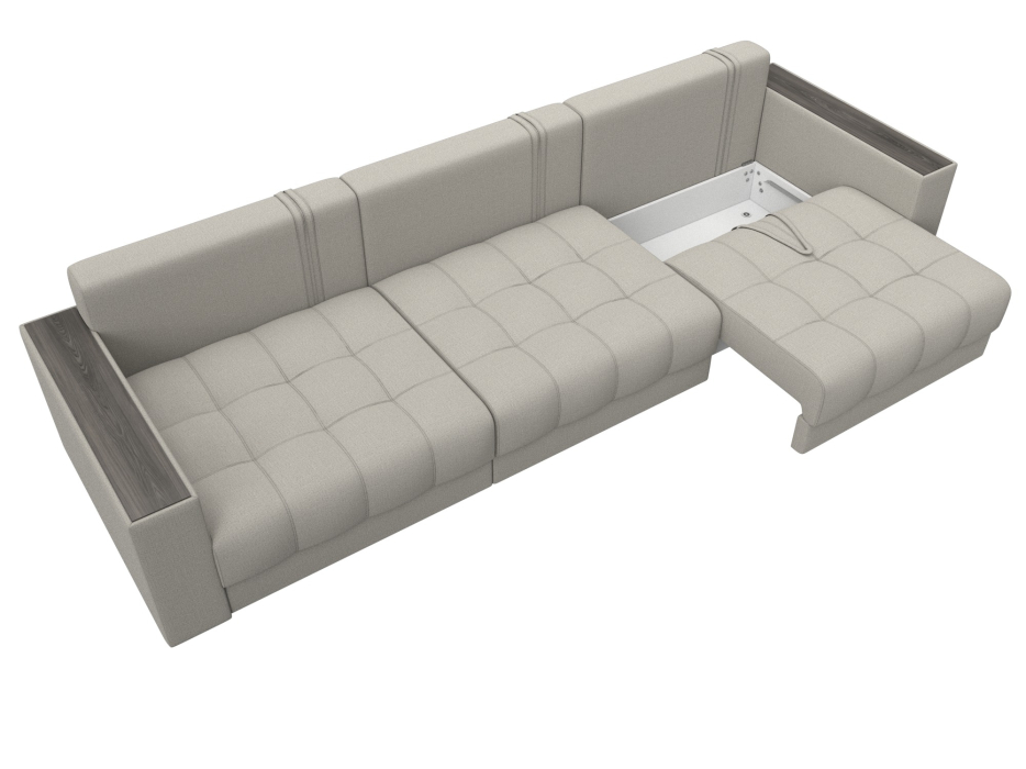 Дизайнерские диваны для гостиной, Диван прямой с декором Лига-049 НПБ Лонг, рогожка Амур