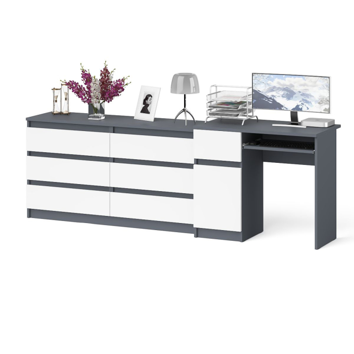 Компьютерные столы, Комод 6-ть ящиков Мори 1380 и стол компьютерный МС-1 дверка и ящик слева