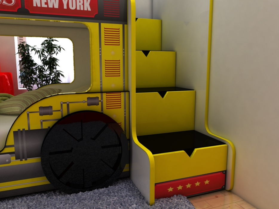 Кровати двухъярусные, Кровать Паровоз 2-х ярусная 