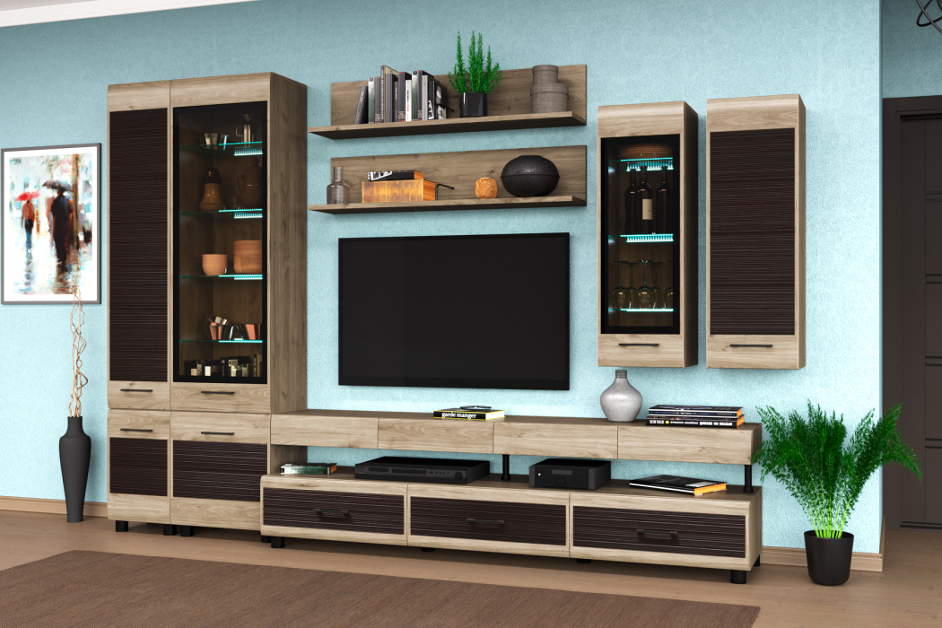 Стенки для гостиной, Модульная гостиная Камелия композиция 7