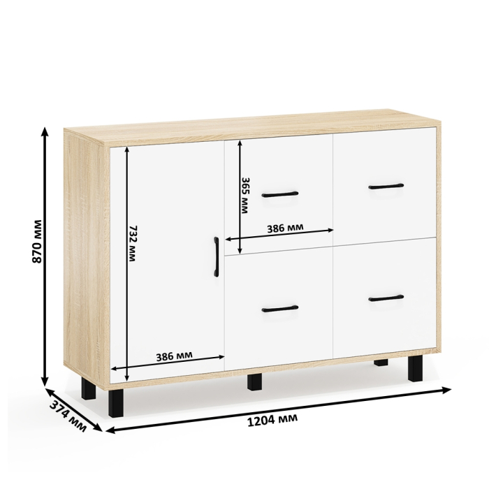 ТВ-тумбы, Два комода РВК 125-1204 с дверкой и 4-мя ящиками