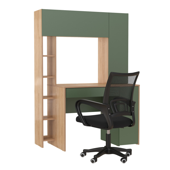 Прямые компьютерные столы, Комплект из компьютерного стола Комфорт 12.71 и черного кресла 103