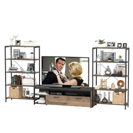 Два открытых стеллажа с полками и ТВ-тумба Трувор