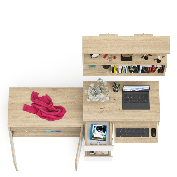 Прямые компьютерные столы, Тумба с дверками МА900 с компьютерным столом МС-6 левым и полкой 900