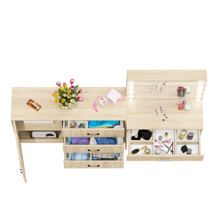 Туалетные столики, Косметический стол с подсветкой и выдвижным ящиком СТ-4 и комод 122-1204