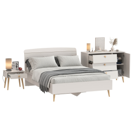 Комплект спальни Афина из кровати 1400 с широким комодом и тумбочки прикроватной