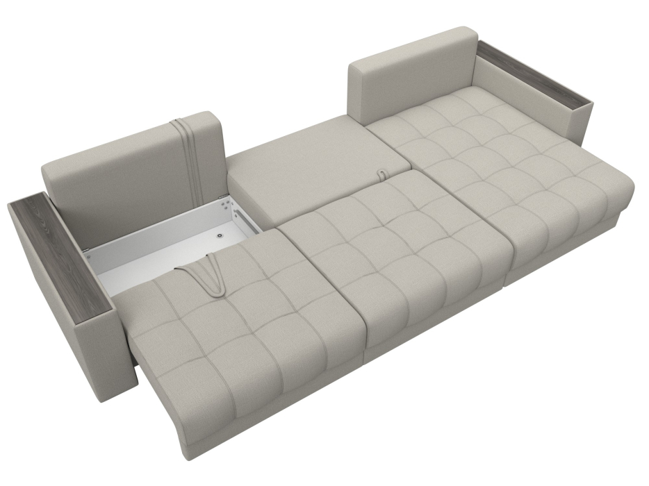 Дизайнерские диваны для гостиной, Диван угловой с декором Лига-049 НПБ Лонг, рогожка Амур