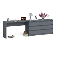 Домашние кабинеты, Письменный стол Мори с широким комодом на 6-ть ящиков