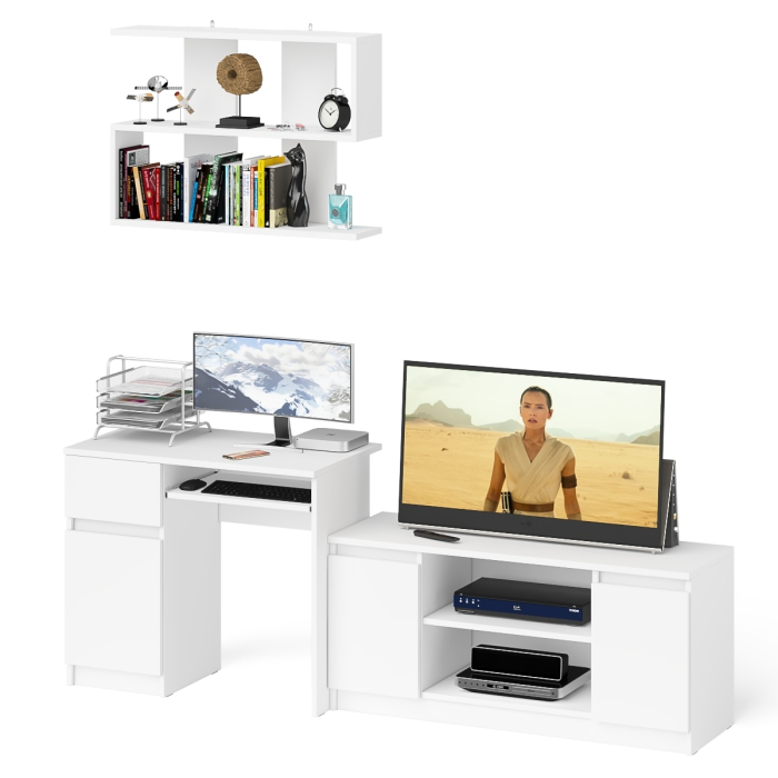 Прямые компьютерные столы, Стол однотумбовый компьютерный Мори МС-1 левый с полкой на 900 и тумбой на 1200