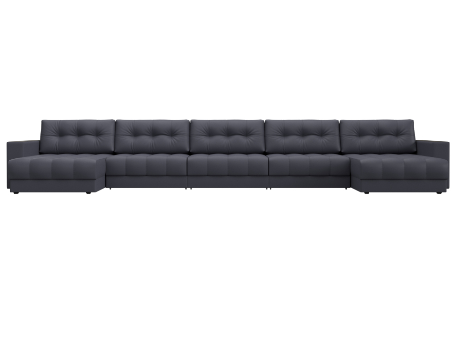 Диваны еврокнижки, Диван П-образный с декором Лига-049 НПБ Мегалонг, экокожа GRIFON