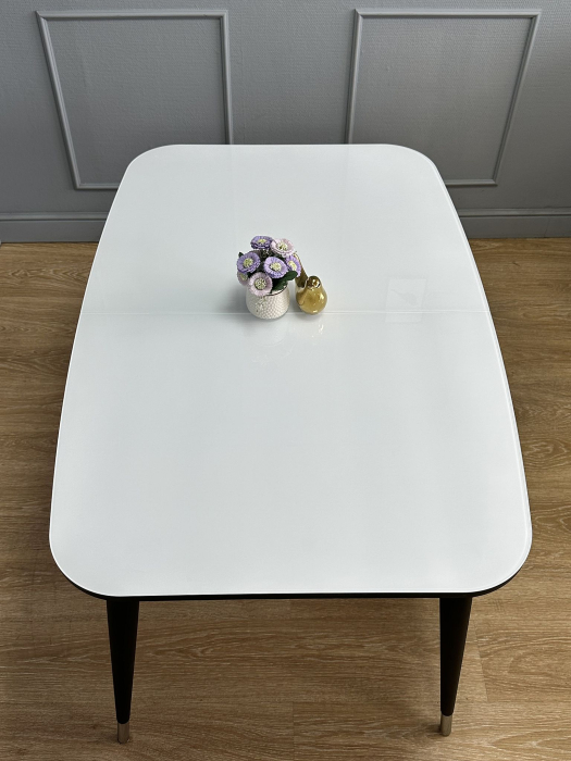 Обеденные столы, Стол Kenner K1200 раздвижной, стекло белое глянец