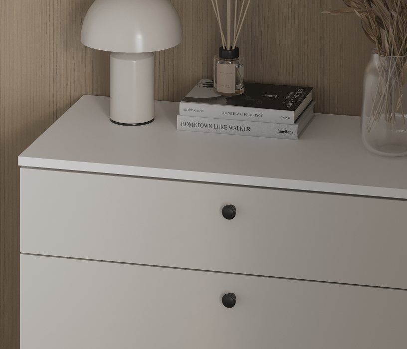 Комоды, Комод Тренд СБ-3444 4 ящика Белый Альпийский/Серый перламутровый