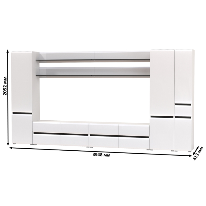 Стенки для гостиной, Стенка для гостиной модульная Сидней комплектация № 117