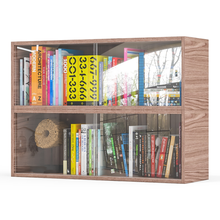 Настенные полки, Комплект из двух книжных полок со стеклом КН-01