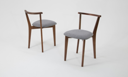 Стол Сканди К 100 слоновая кость/орех со стульями Франк орех рогожка серый