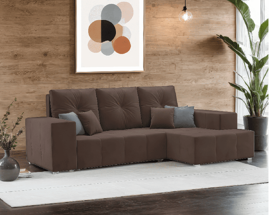 Диваны угловые в гостиную, Диван угловой Монреаль Правый угол (Велюр)