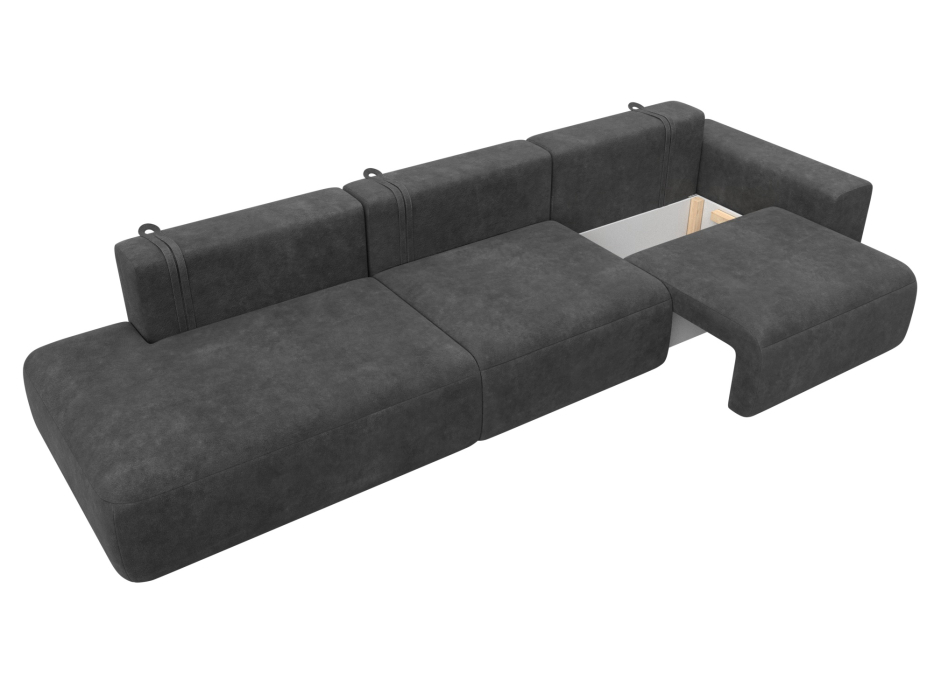 Диваны еврокнижки, Диван прямой Лига-036 НПБ Модерн Лонг подлокотник справа, велюр BRUT