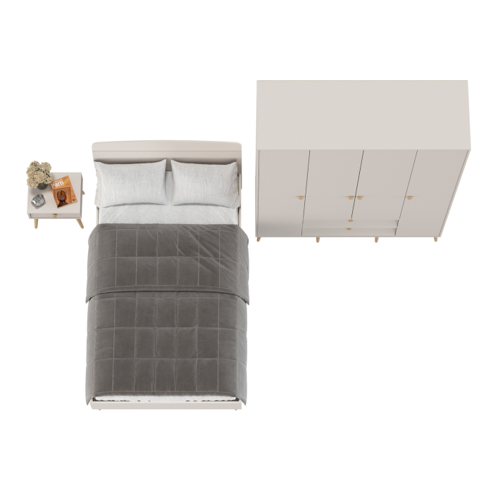 Спальные гарнитуры, Прикроватная тумбочка Афина с кроватью 1200 и шкаф-комод 4-х дверный