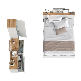 Комод шесть ящиков Остин с кроватью 1600 с основанием и пеналом с полками