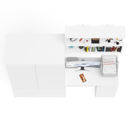 Стол компьютерный с ящиком МС-1 правый с навесной полкой и шкаф-комод МШ900.1 Мори