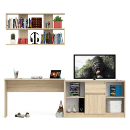 Тумба большая с дверками и нишами с письменным столом Мори и верхней полкой на 1200