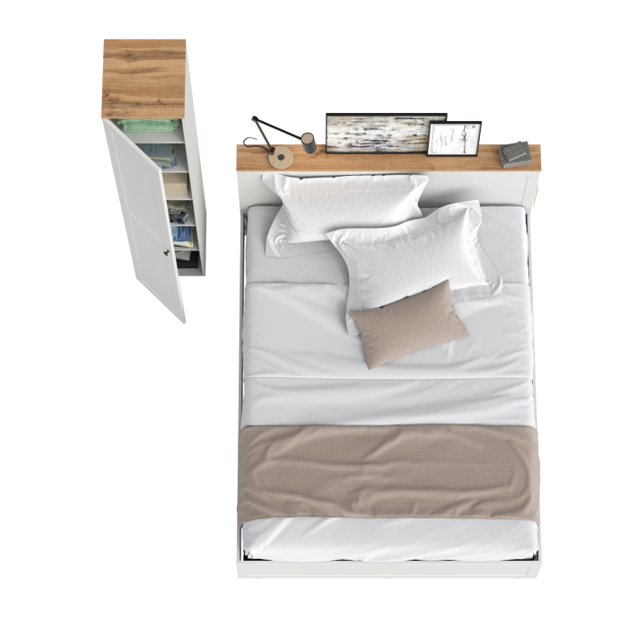 Спальные гарнитуры, Кровать двухспальная с ортопедическим основанием и шкаф-пенал Остин