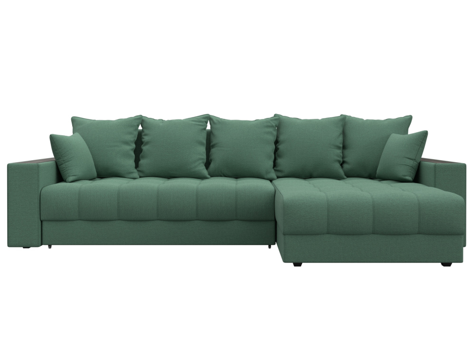 Диваны угловые в гостиную, Диван угловой с декором и полкой Лига-050 НПБ, рогожка Амур