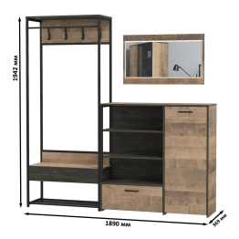 Прихожая Трувор с зеркалом и комодом-тумбой с дверкой