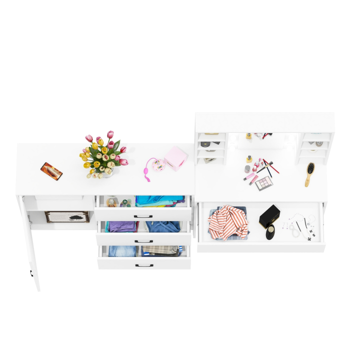 Туалетные столики, Туалетный столик с подсветкой 115 и комод с дверкой и 3-мя ящиками 122-1204