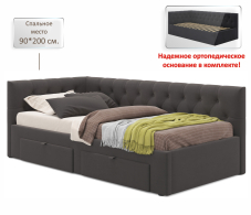 Мягкая кровать, Односпальная кровать-тахта Afelia с ящиками 900
