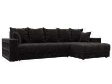 Диваны угловые в гостиную, Диван угловой с декором и полкой Лига-050 НПБ, велюр BRUT 