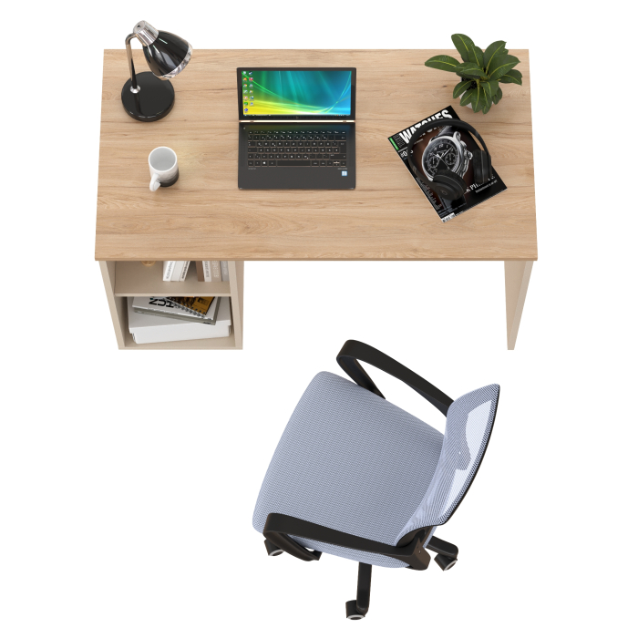 Прямые компьютерные столы, Письменный стол Лайт 12.163 с домашним креслом 103 серым