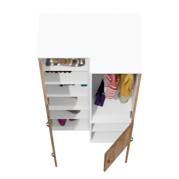 Узкий шкаф с пятью полками и пенал для одежды Лидер-8 МД 23Б