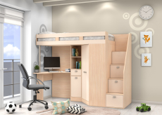 Кровати-чердаки, Кровать чердак Golden Kids 6 дуб молочный