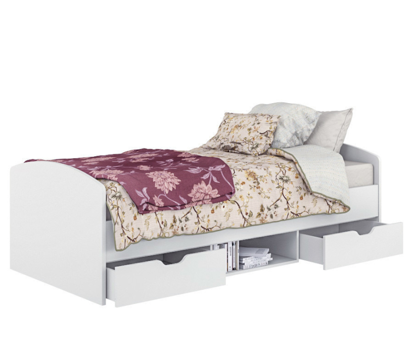 Кровати одноярусные, Дория СБ-2523 Кровать 900 Белый