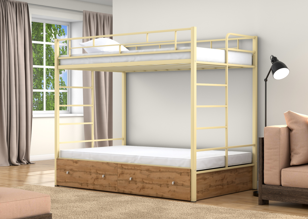 Для подростков, Двухъярусная кровать Валенсия 120 Твист ящики дуб ватан