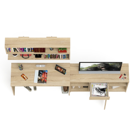 Тумба большая с дверками и нишами с письменным столом Мори и верхней полкой на 1200