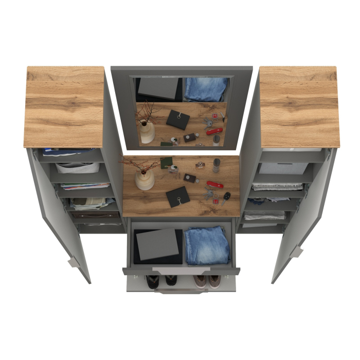 Прихожие, Два шкаф-пенала и обувница с ящиком с зеркалом Октава