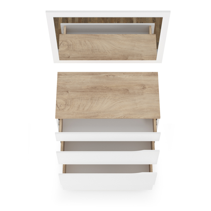 Комоды, Комод с зеркалом Муссон белый/дуб эндгрейн элегантный