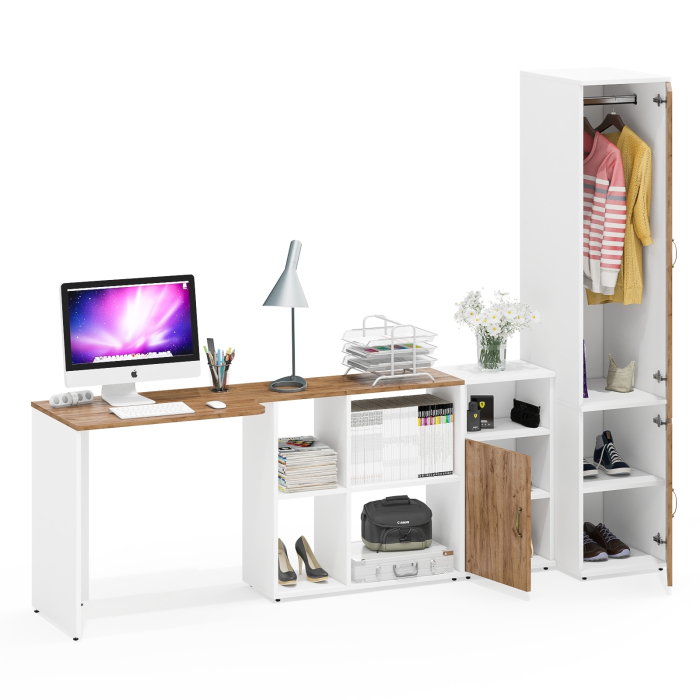 Домашние кабинеты, Место для учёбы Лидер-8 с компьютерным столом с тумбой с нишей и пеналом МД 23Б