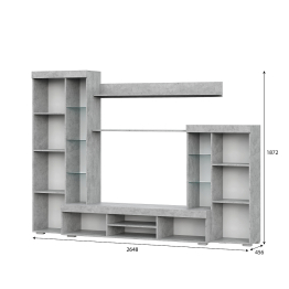 Стенка в гостиную МГС 5, цемент светлый/белый
