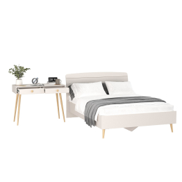 Стол на ножках с ящиками и двуспальная кровать Афина 1400