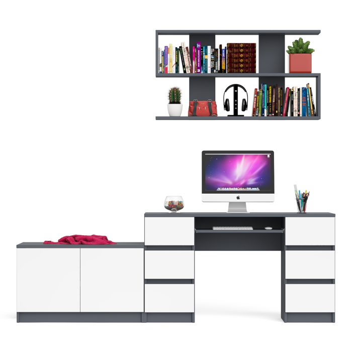 Домашние кабинеты, Стол компьютерный Мори МС-2 с верхней полкой и тумбой МА900.1