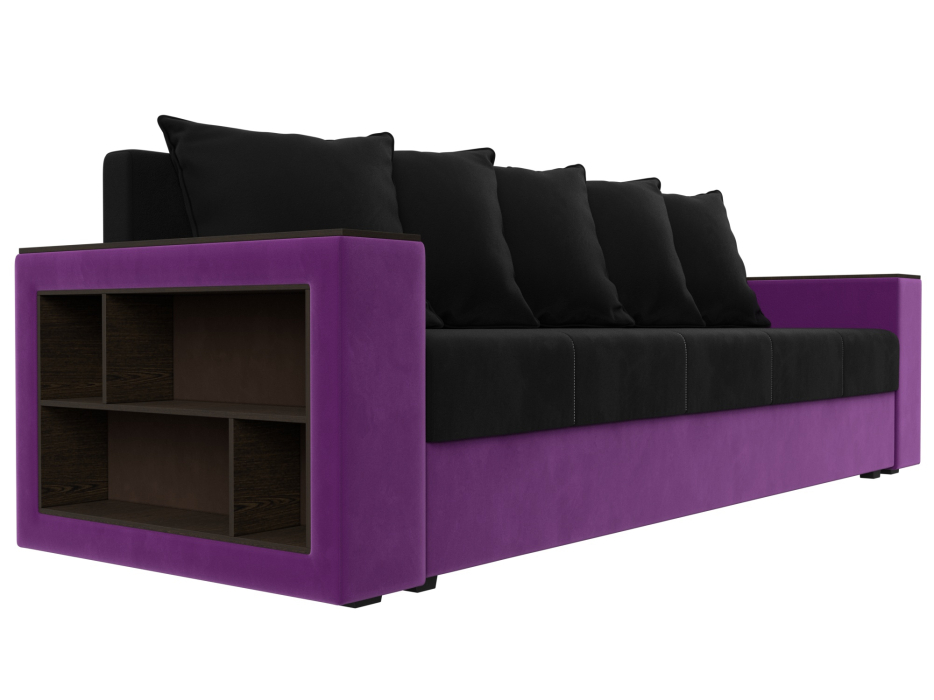 Диваны кровати со спальным местом, Диван прямой Дубай Лайт полки слева, микровельвет