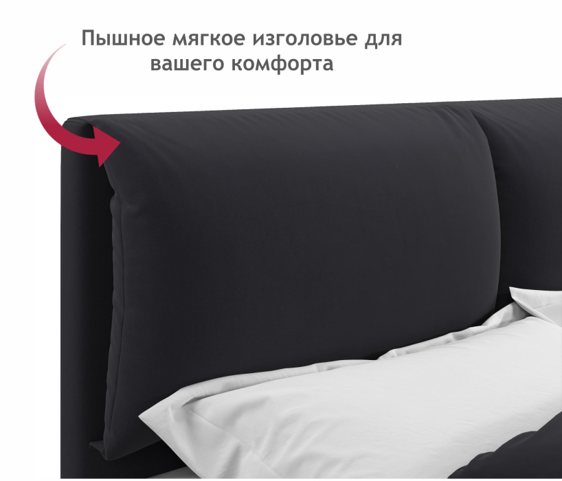 Кровати с мягким изголовьем, Мягкая кровать Vita 1600 с подъемным механизмом