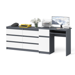 Стол компьютерный МС-1 с дверкой слева с широким комодом 1200 6-ть ящиков Мори