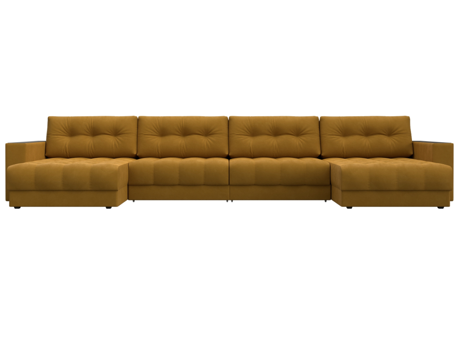 Дизайнерские диваны для гостиной, Диван П-образный с декором Лига-049 НПБ Лонг, велюр BRUT