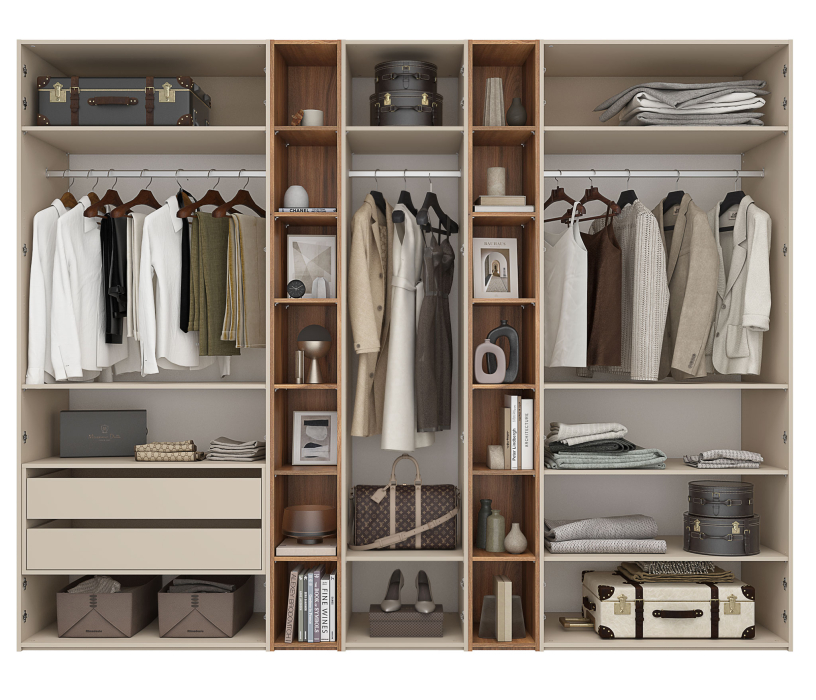 Шкафы распашные, Шкаф 5-ти дверный со стеллажами Лаура Компл 2, 3026