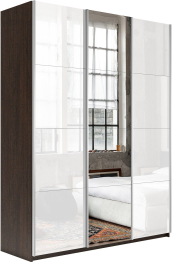 Шкаф-купе Прайм 3-х дверный Стекла белые/Зеркало/Доводчики 180х57х230